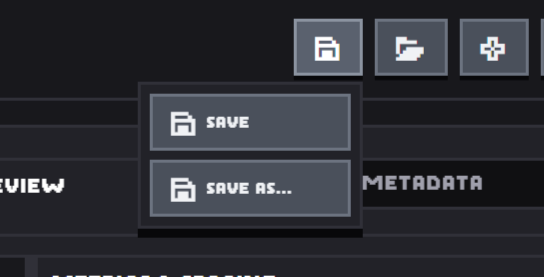 Save popover menu with Save and Save As options